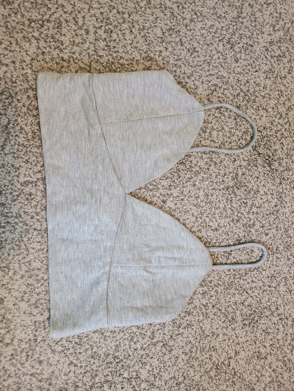 Revamped Light Gray Crop Tank Bra with Spaghetti Straps